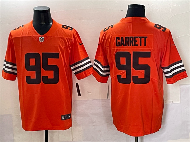 Men's Cleveland Browns #95 Myles Garrett Orange Vapor Limited Stitched Football Jersey Men's Cleveland Browns #95 Myles Garrett Orange Vapor Limited Stitched Football Jersey
